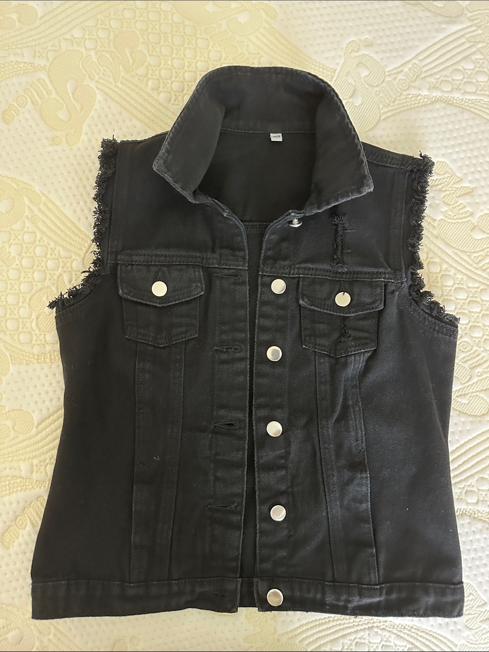 Ebossy Black Sleeveless Denim Vest